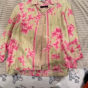 RAFAEL Pink and Cream Floral Blouse